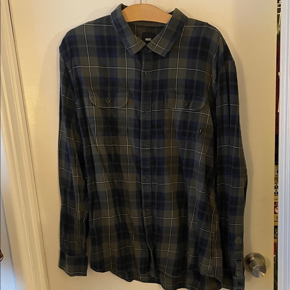 Vans Green & Navy Flannel Shirt XL